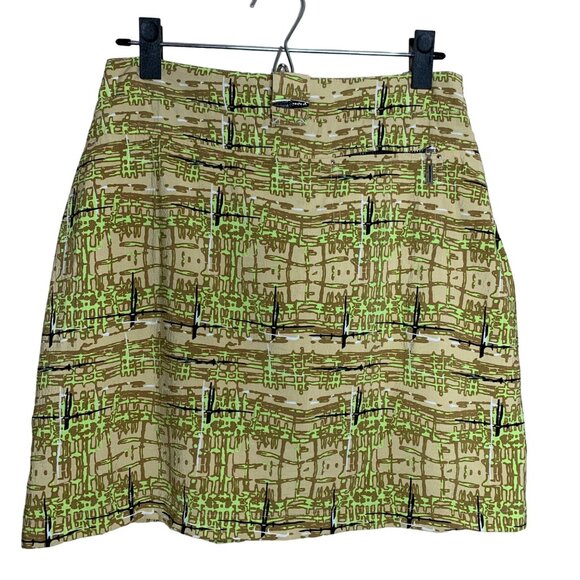Jamie Sadock Golf Skort Skirt Y2K 2000's Print Tan Green Pockets Women's Size 4 - Picture 5 of 6